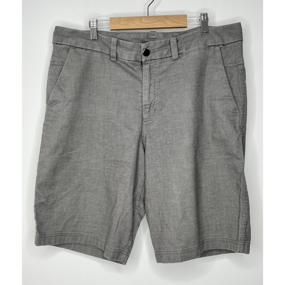 Lululemon Oxford Shorts Mens 34 Gray Flat Front 11" Golf Chinos Casual Preppy